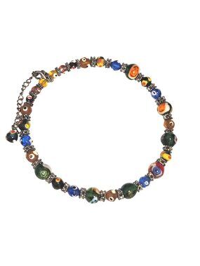 Vintage Venetian Murano Millefiori Glass Beaded Choker Necklace